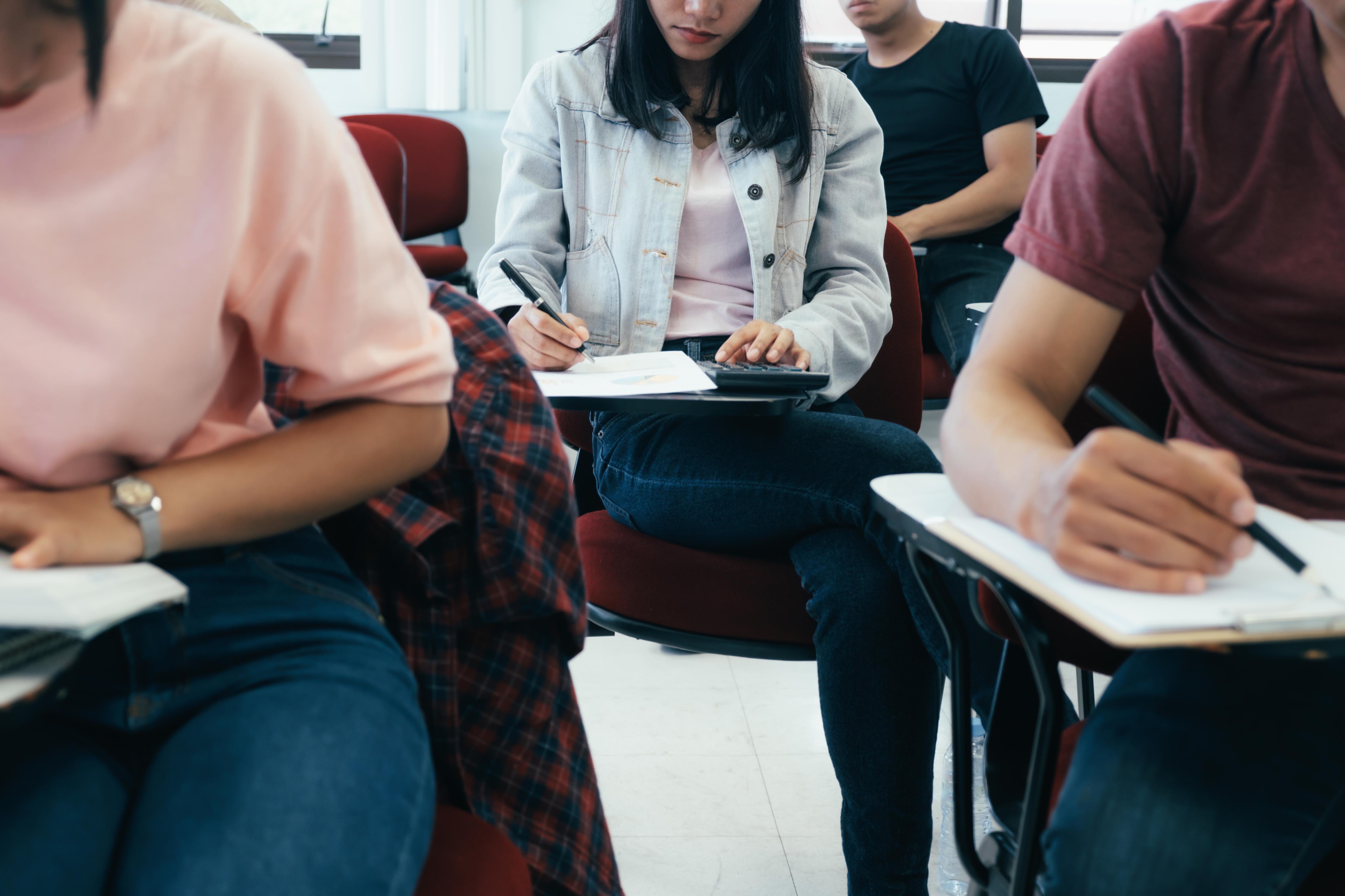 Students working at desk